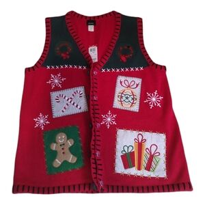 NWT Holiday Editions Women's Size Medium Red Holiday Sweater Vest